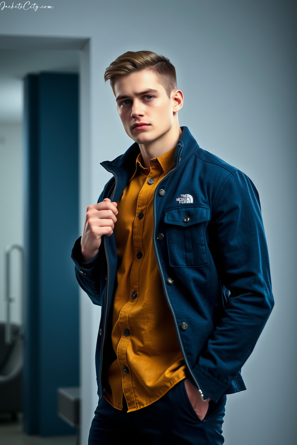 Navy Wool Cpo Shirt Jacket - Sophisticated Women's Outerwear