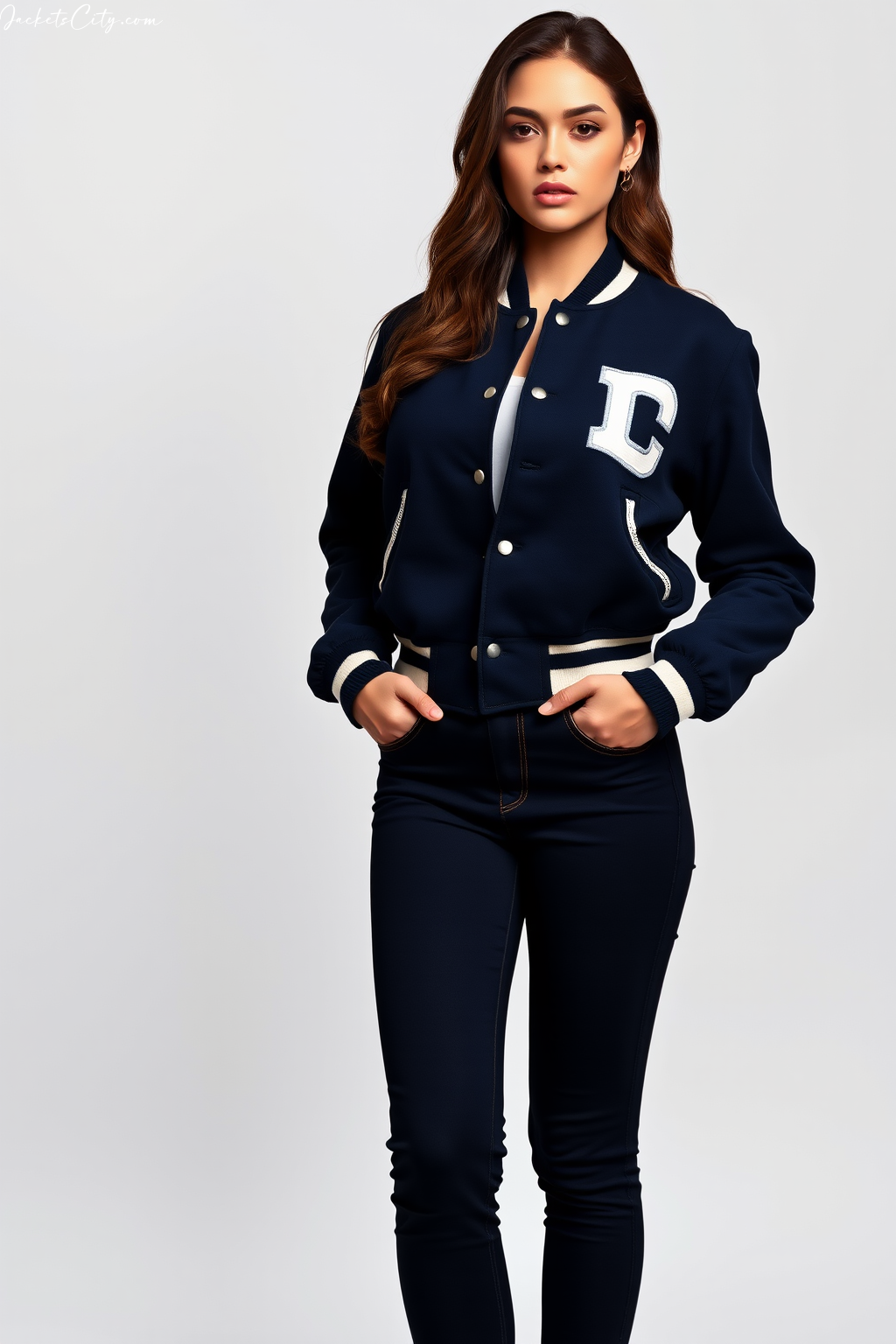 Navy Wool Bomber Jacket