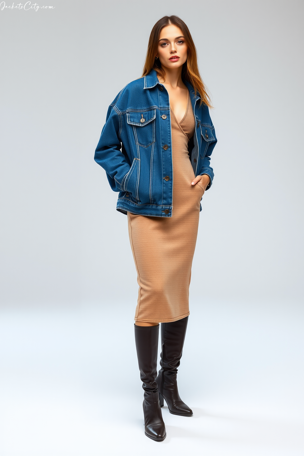 How to Wear: Oversized Denim Jacket + Dress Underneath