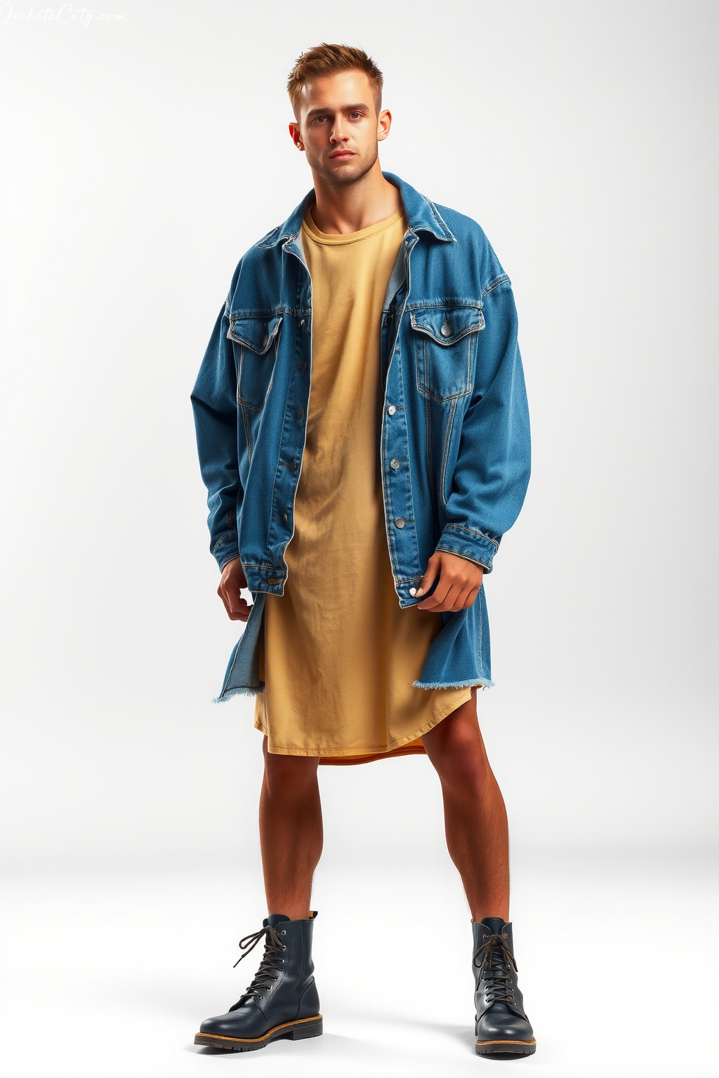 Oversized Denim Jacket Layering with Dress Underneath - Perfect Combo