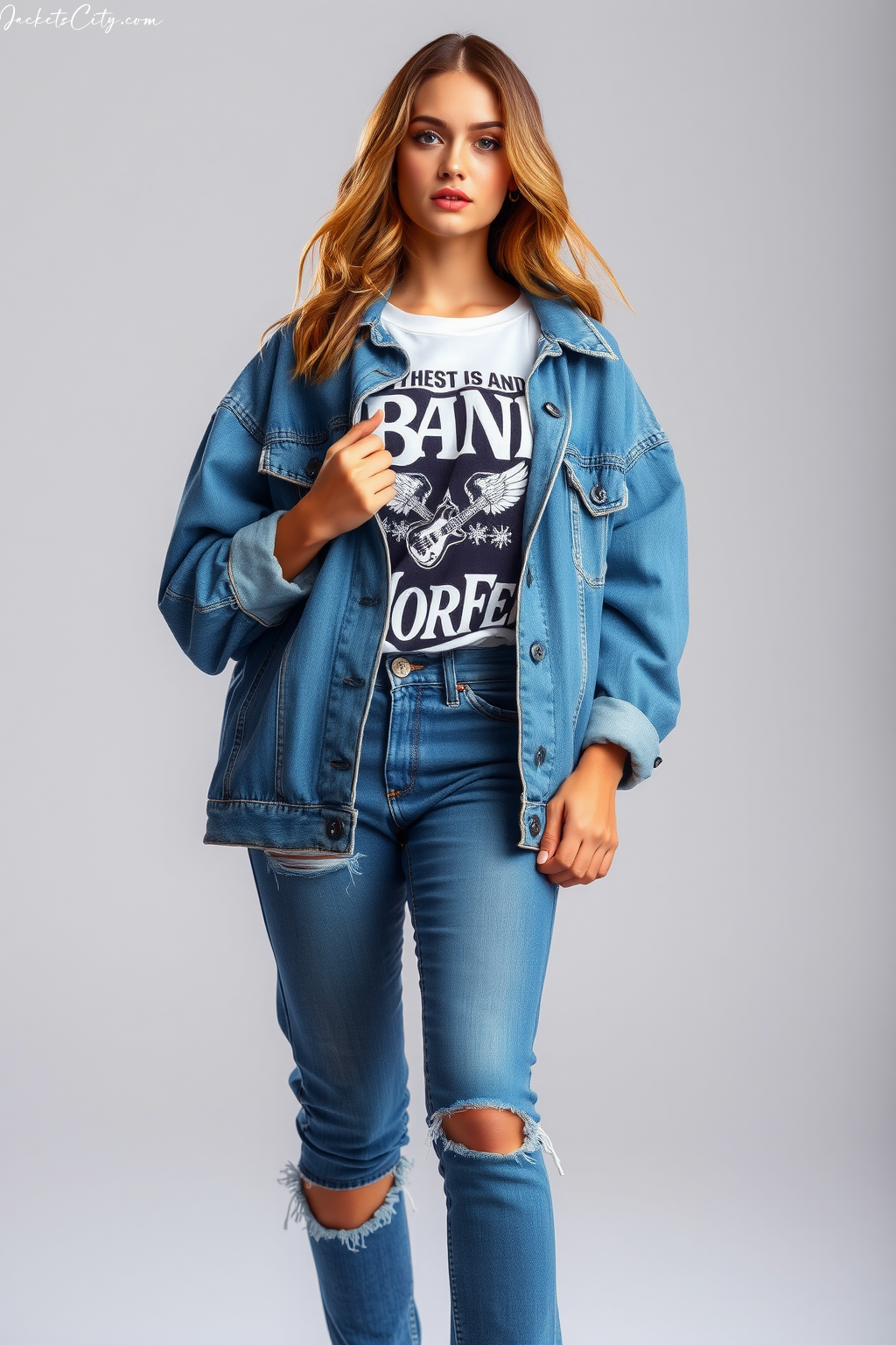 How to Wear: Oversized Vintage Jean Jacket + Band Tee