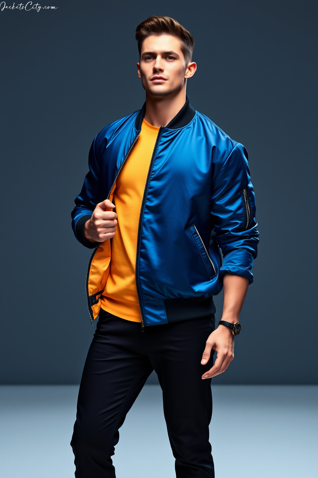 Peacock Blue Bomber Jacket