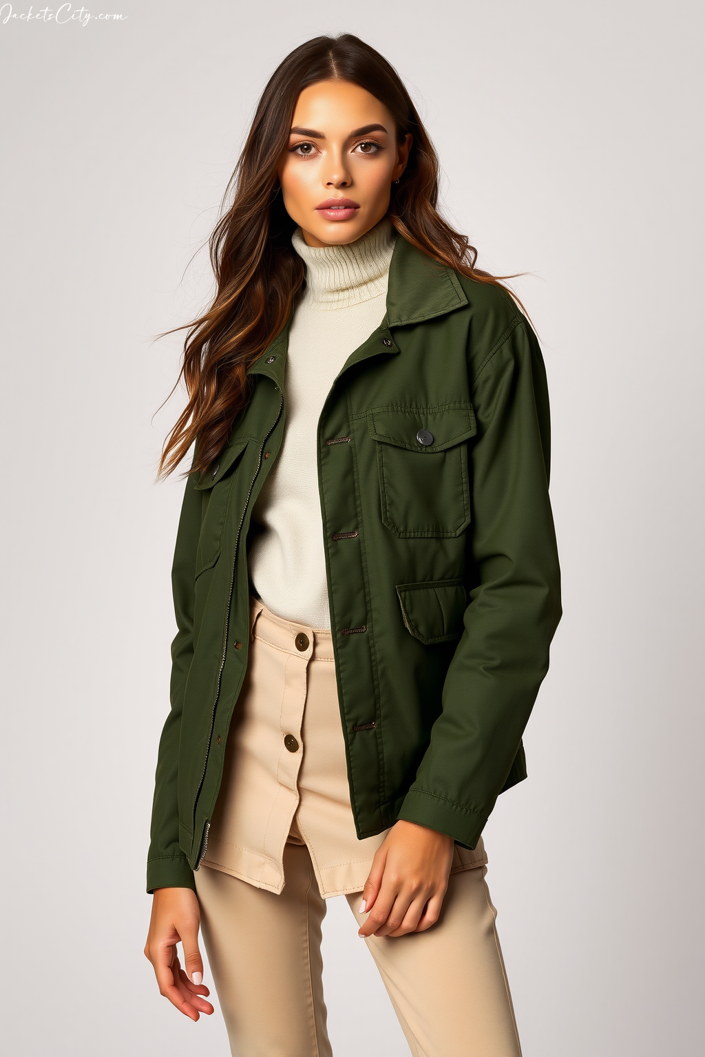 Pine Green Waxed Canvas Jacket - Sophisticated Women's Outerwear