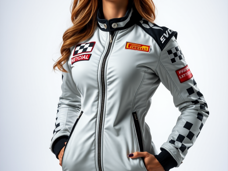 Racing Jacket: Checkered Flag Details and Sponsor Patches