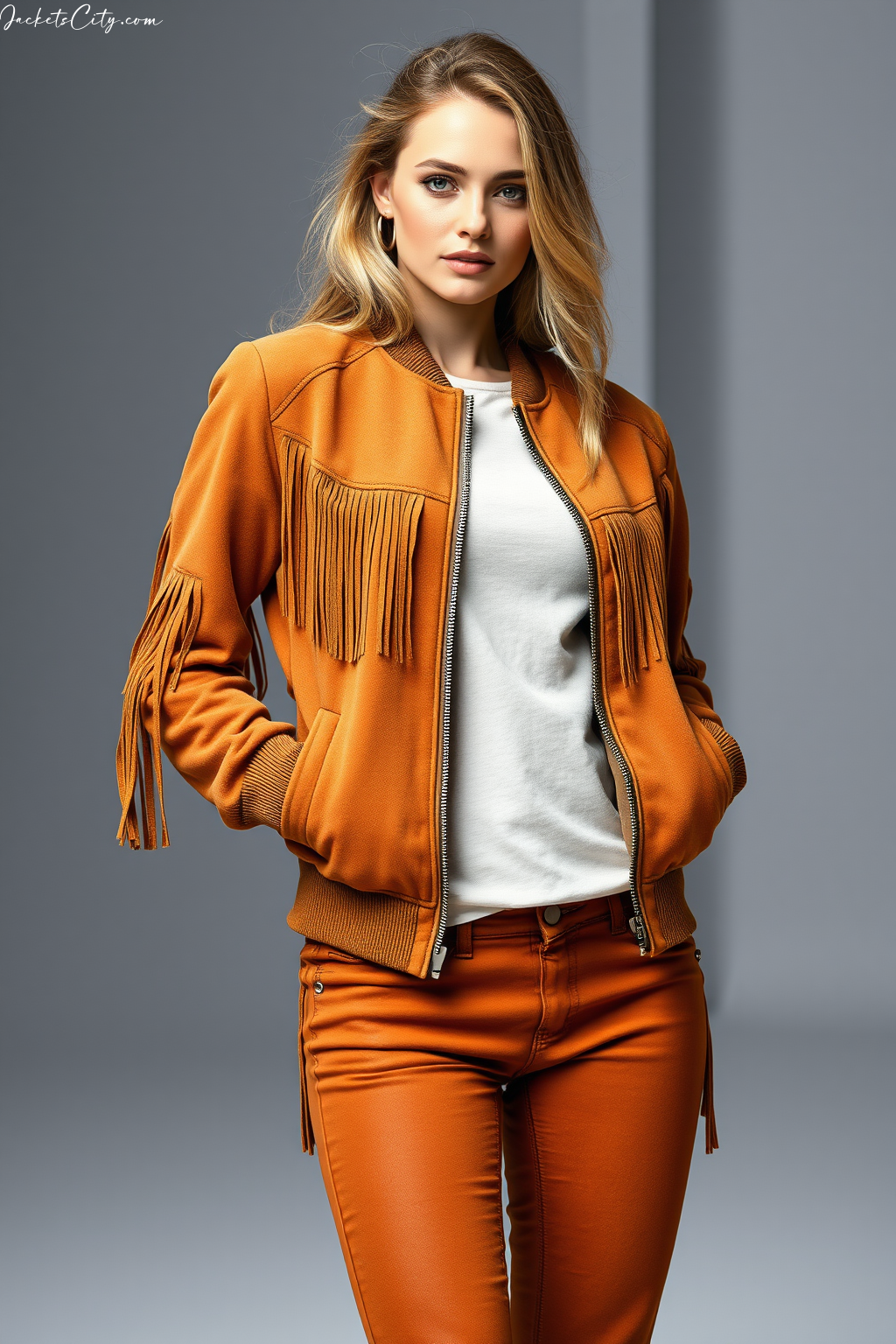 Tan Suede Bomber Jacket