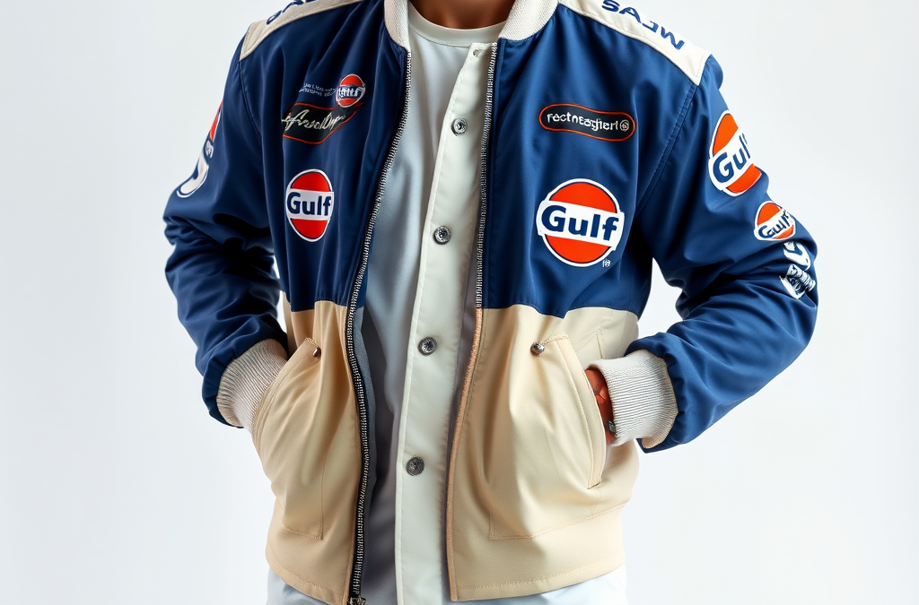 Vintage Racing Jacket: Retro Graphics and Gulf Oil Heritage