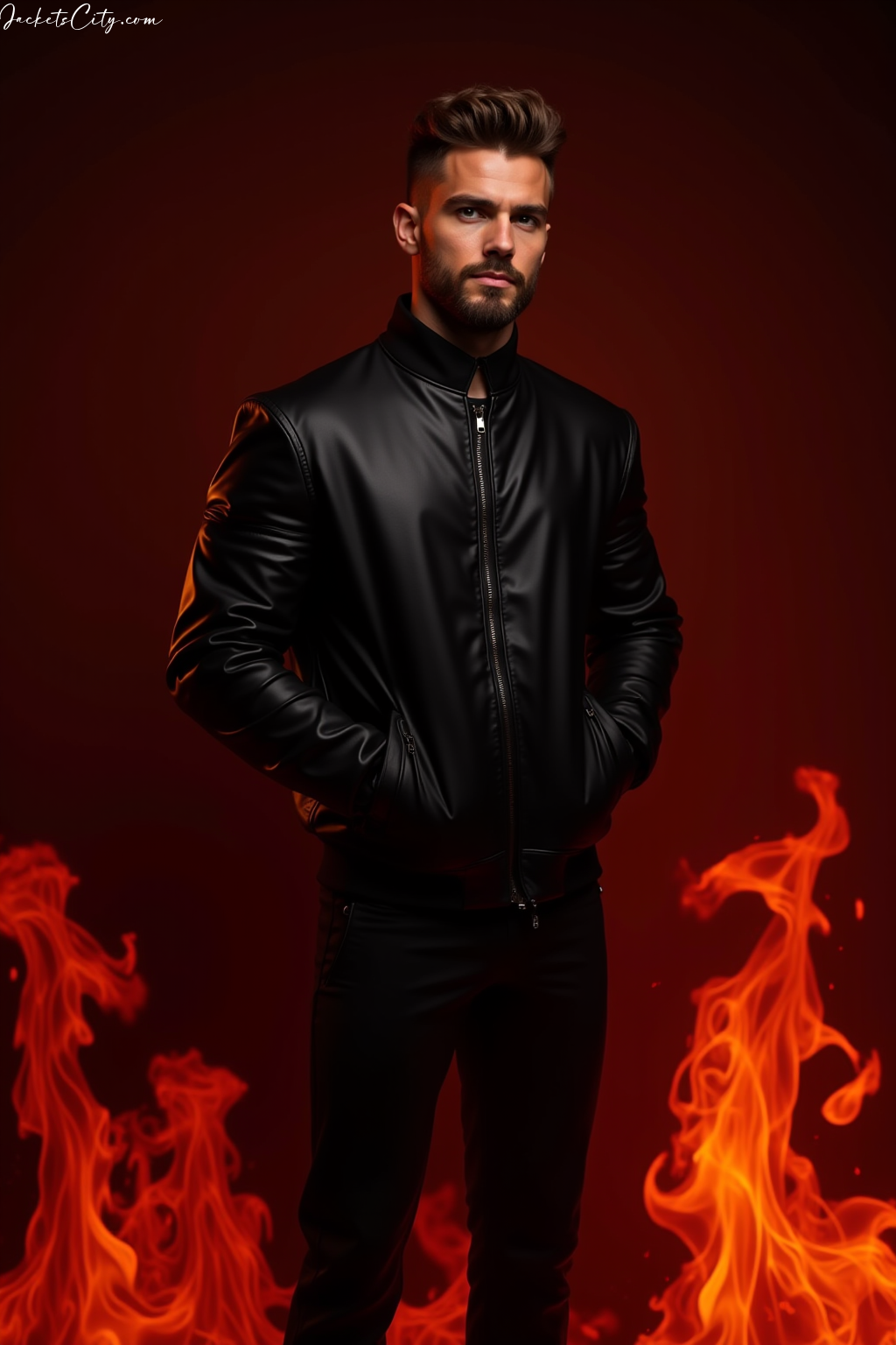 Black Leather Bomber