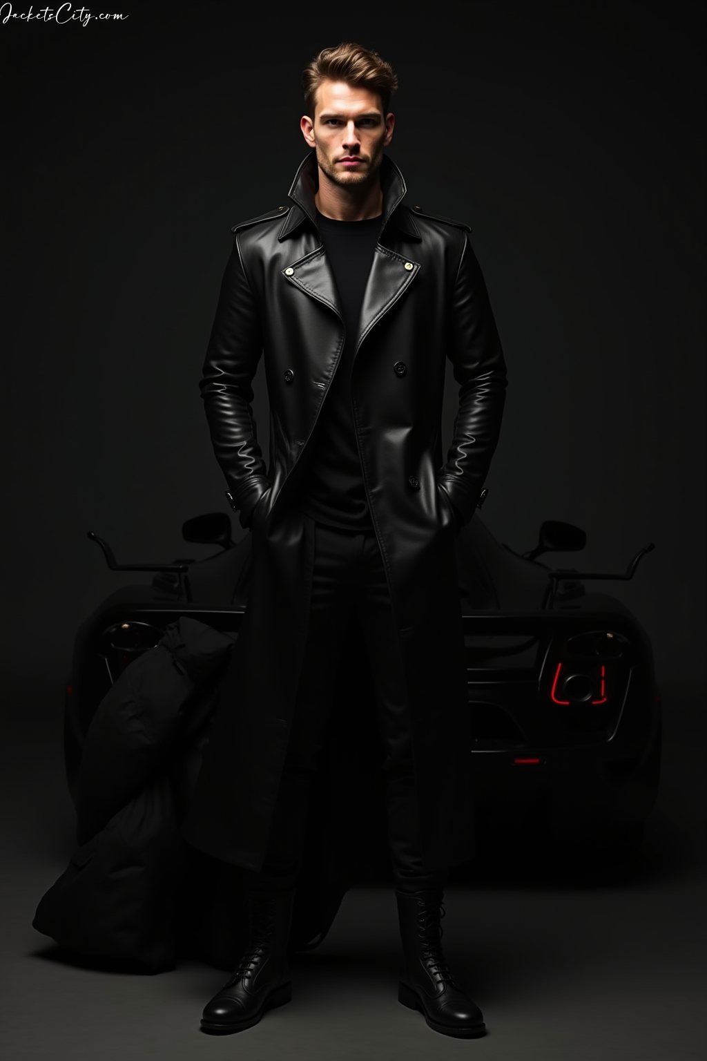 Black Leather Trench Black Koenigsegg Background