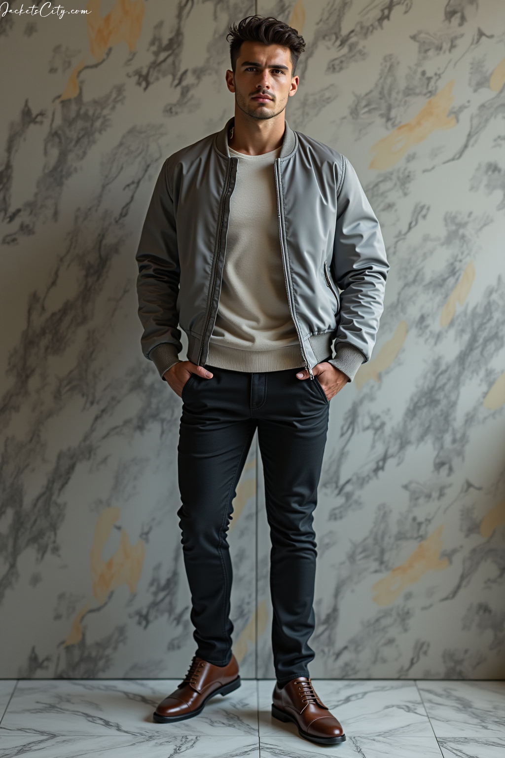 Grey Bomber Jacket
