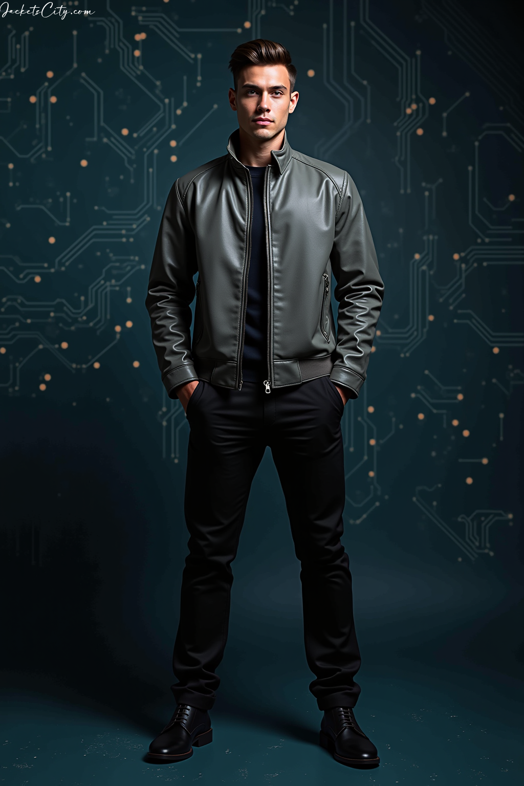 Grey Leather Jacket