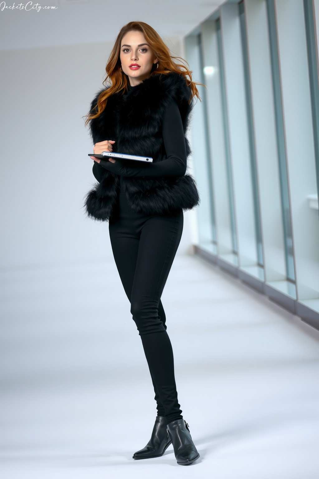 Black Faux Fur Vest Black Outfit