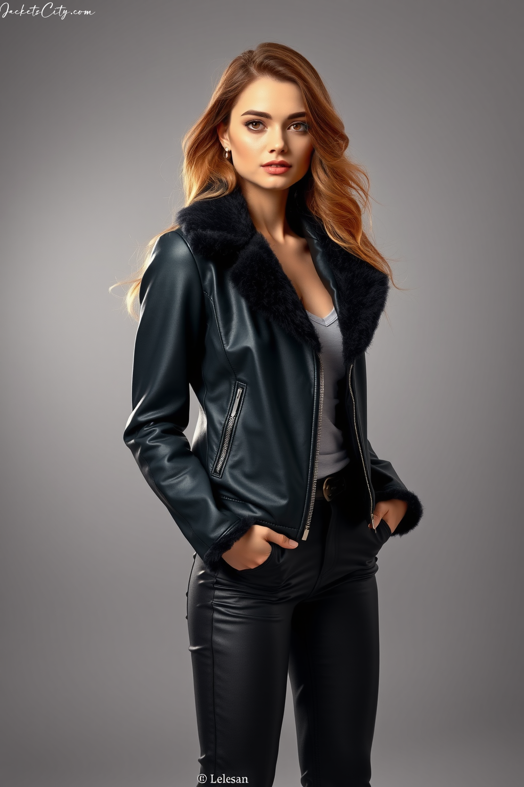 Black Shearling Jacket Black Leather