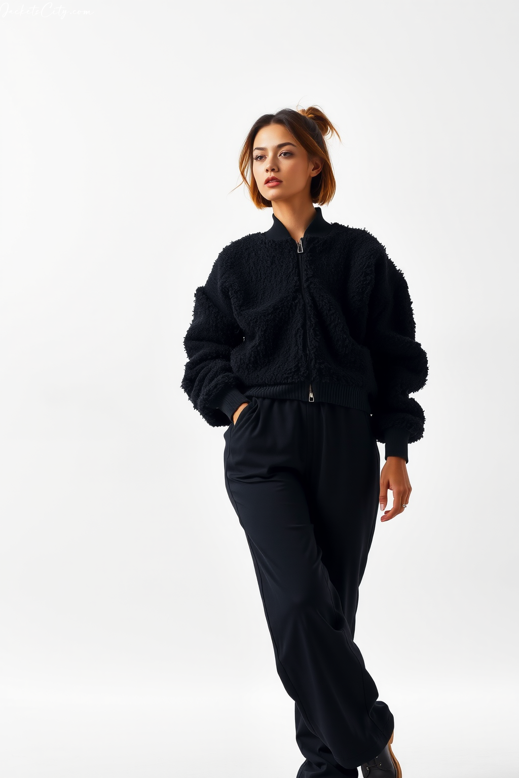 Black Teddy Bomber Black Joggers