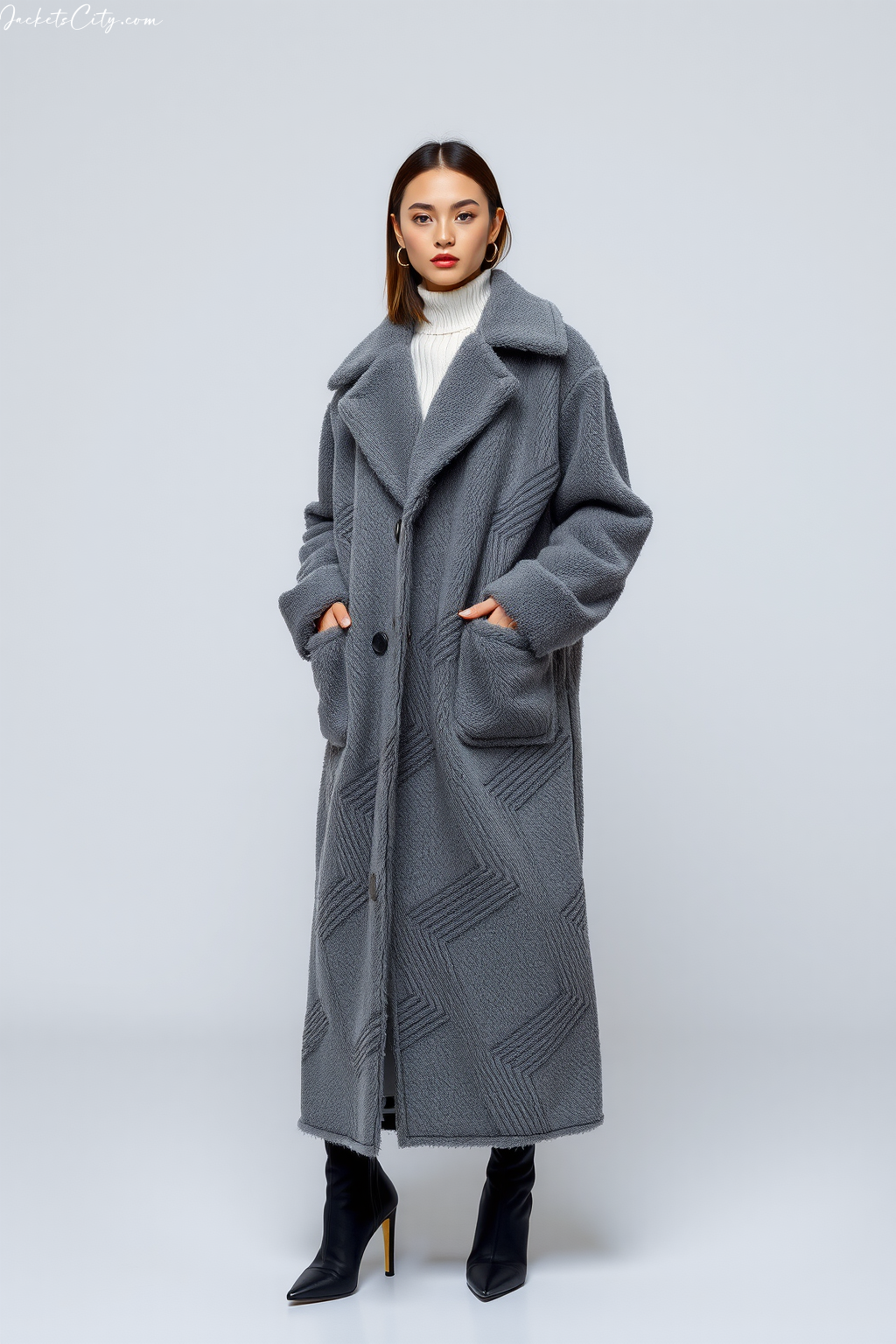 Pearl Grey Long Teddy Coat Grey Tones