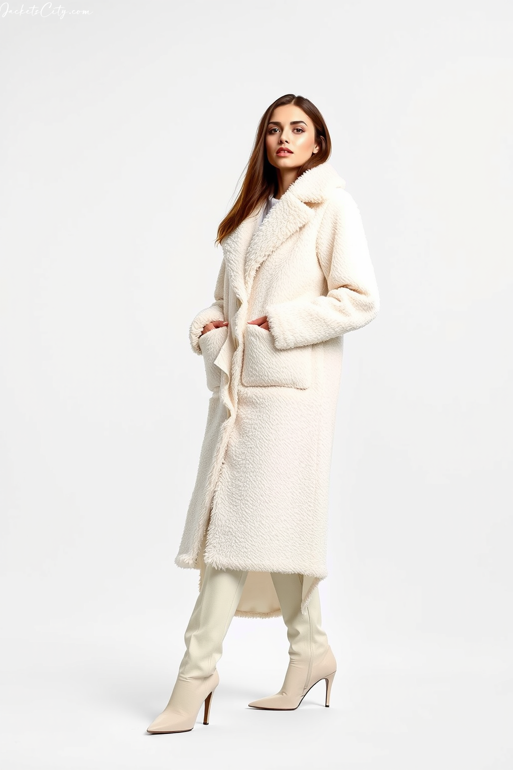 White Teddy Coat Full-Length Winter White Outfit