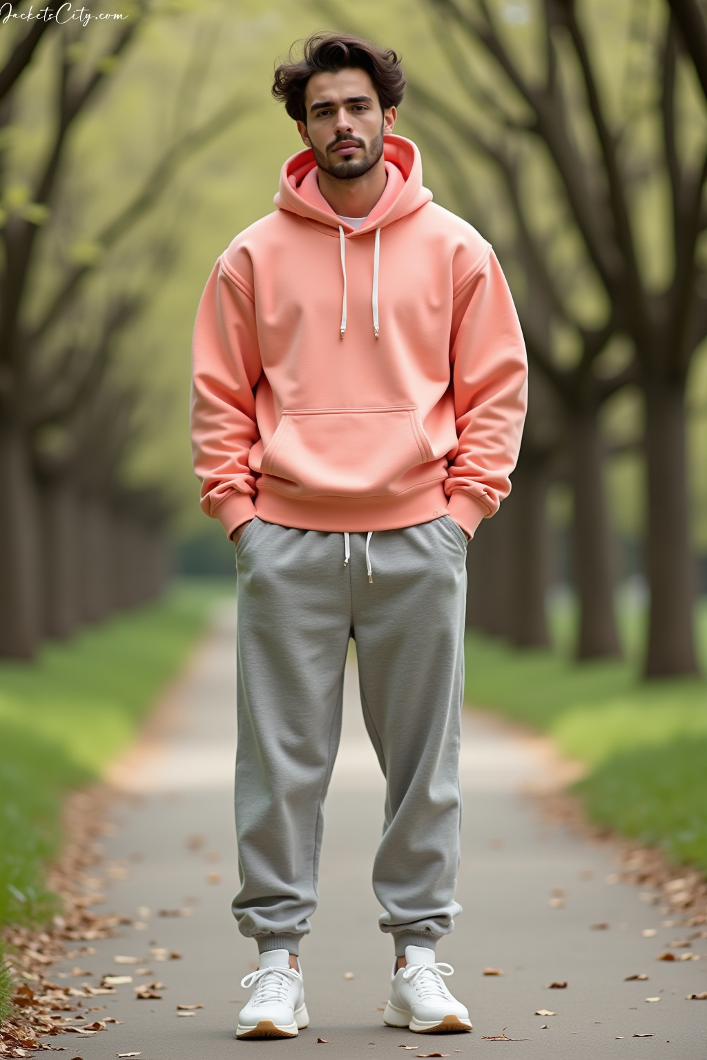 Light Coral Hoodie Grey Joggers