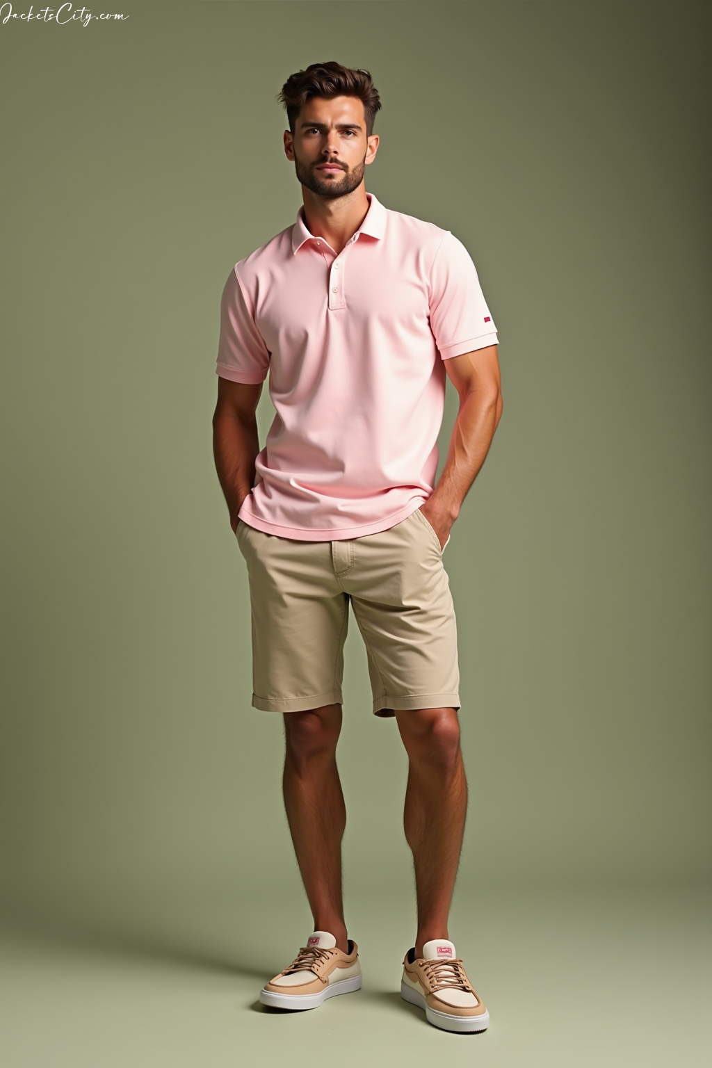 Pastel Pink Polo Khaki Shorts