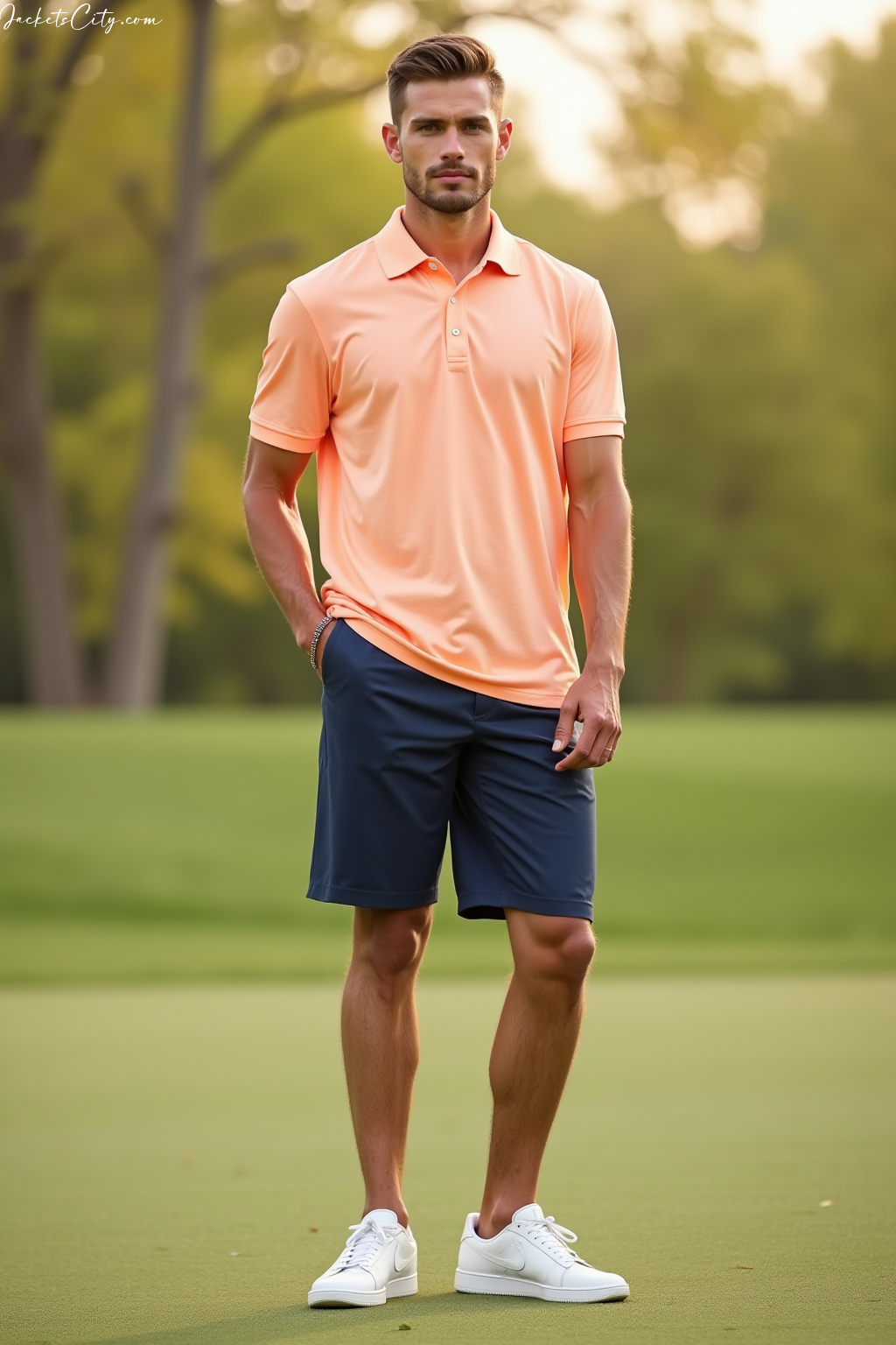 Peach Polo Navy Shorts