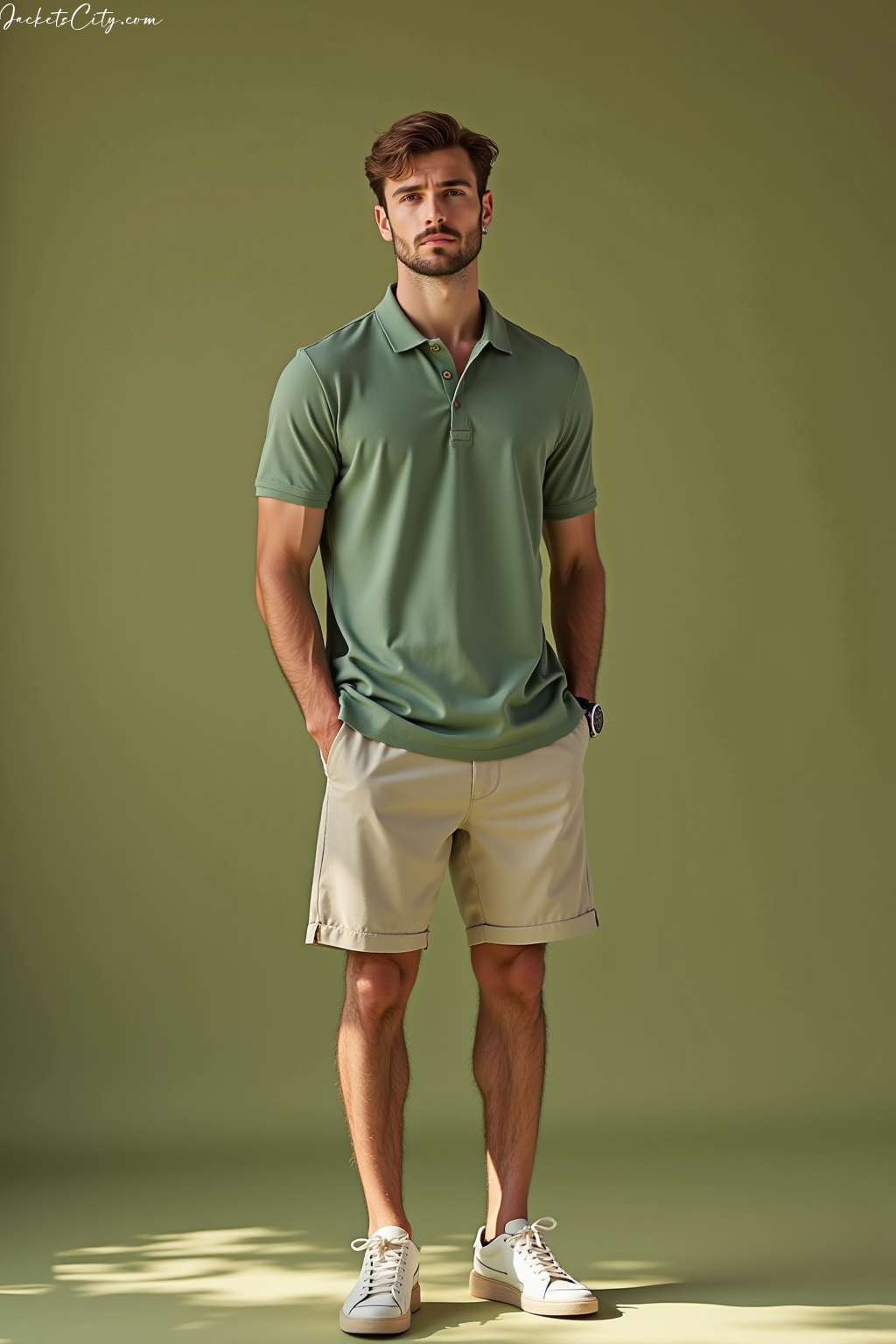 Sage Green Polo Stone Shorts