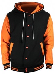 U World Men’s Hood Cotton Varsity Baseball Jacket Orange