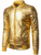 JOGAL Mens Metallic Nightclub Styles Zip Up Varsity Baseball Bomber Jacket