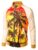 JOGAL Mens Zipper Bomber Jacket Lettermen Style Sunset Coconut Tree Couples Top