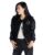 Women’s Basic Bomber Jacket Baseball Coat with Faux Leather Sleeves